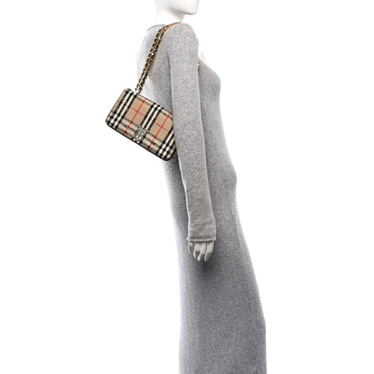Burberry Calfskin Boucle Check Small Lola Chain Bag Archive Beige 2 of 10