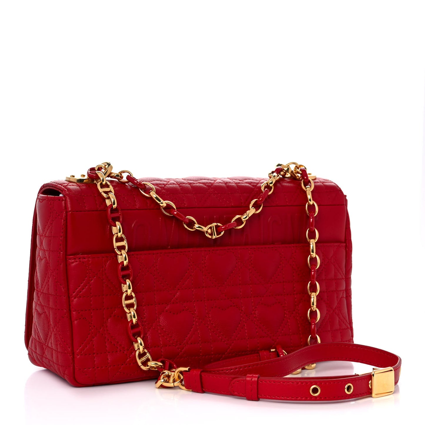 Calfskin Cannage Dioramour Caro Bag Bright Red