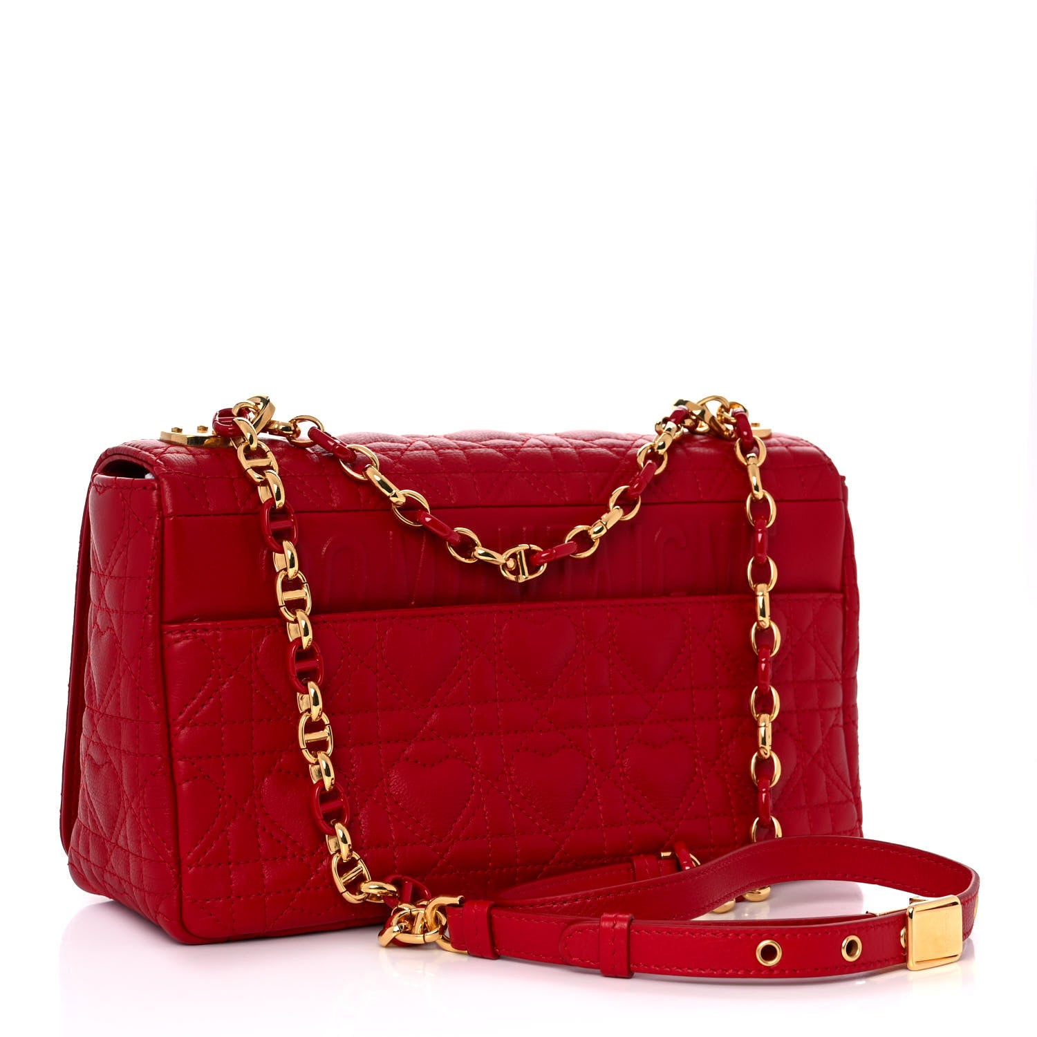 Christian Dior Calfskin Cannage Dioramour Caro Bag Bright Red 3 of 11