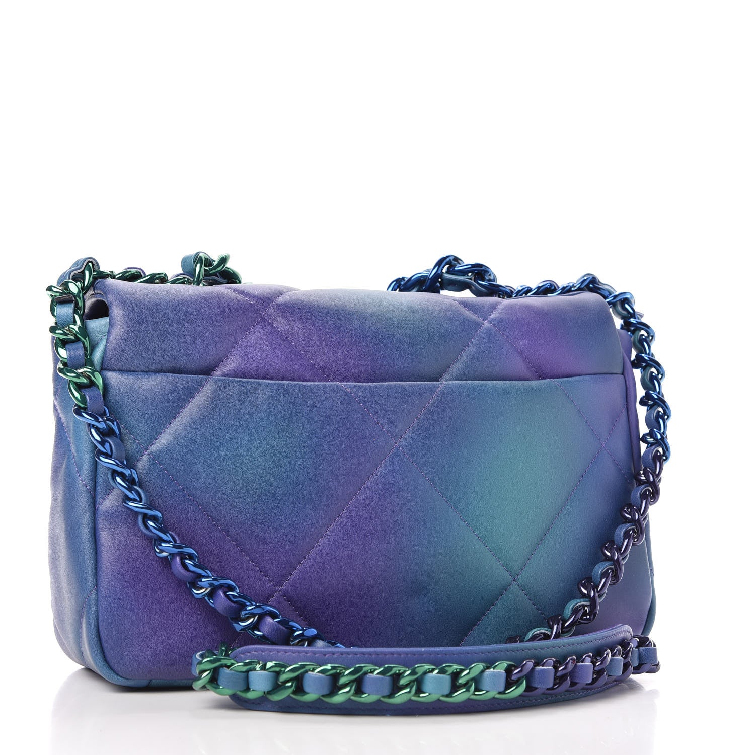 Chanel Tie Dye Calfskin Quilted Medium Chanel 19 Flap Blue Purple 3 of 10