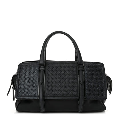 Bottega Veneta Nappa Snakeskin Intrecciato Medium Monaco Satchel Black 1 of 12