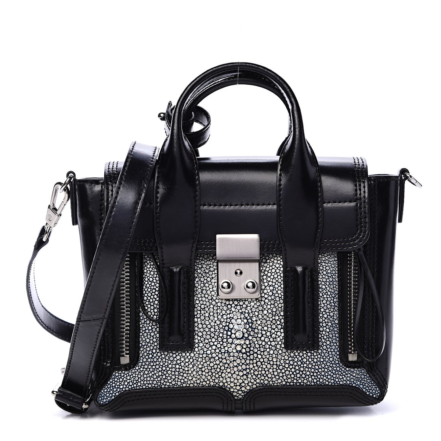 3.1 Smooth Calfskin Stingray Pashli Small Satchel Black