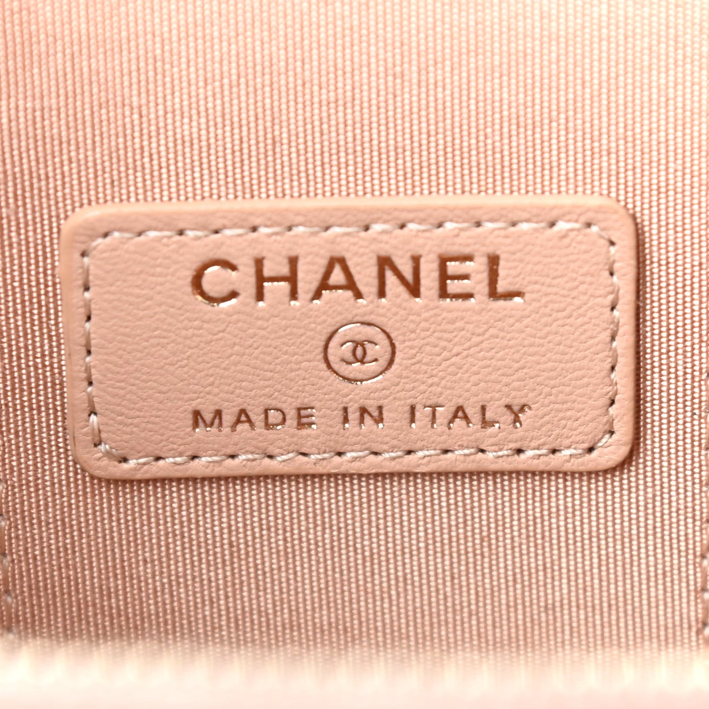 Lambskin Quilted Top Handle Mini Vanity Case With Chain Beige