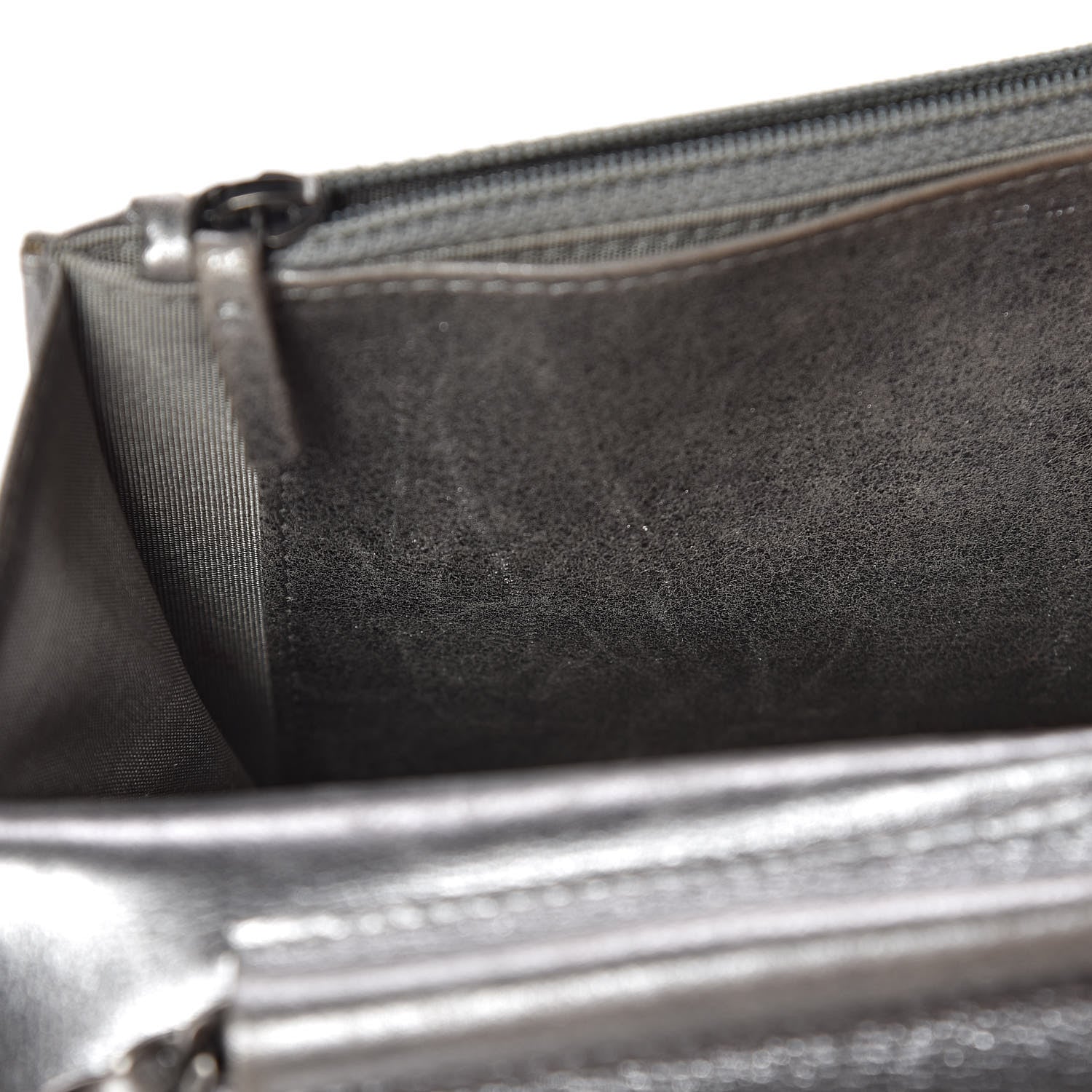 Chanel Metallic Calfskin Quilted Boy Wallet On Chain WOC Silver 15 of 16