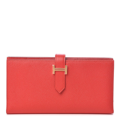 Hermes Epsom Bearn Gusset Wallet Rouge Tomate 1 of 8