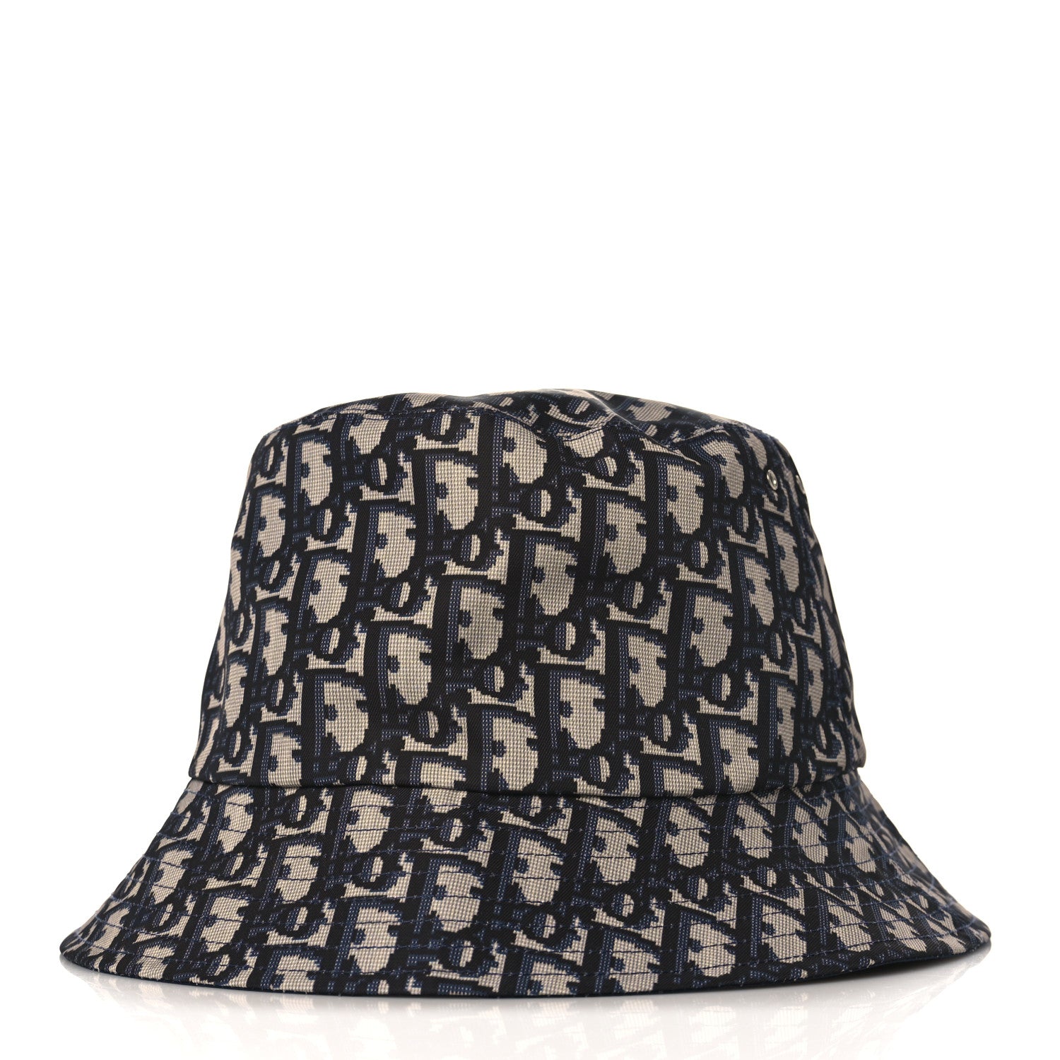 Christian Dior Polyester Cotton Oblique Teddy-D Brim Bucket Hat 58 Navy 2 of 12