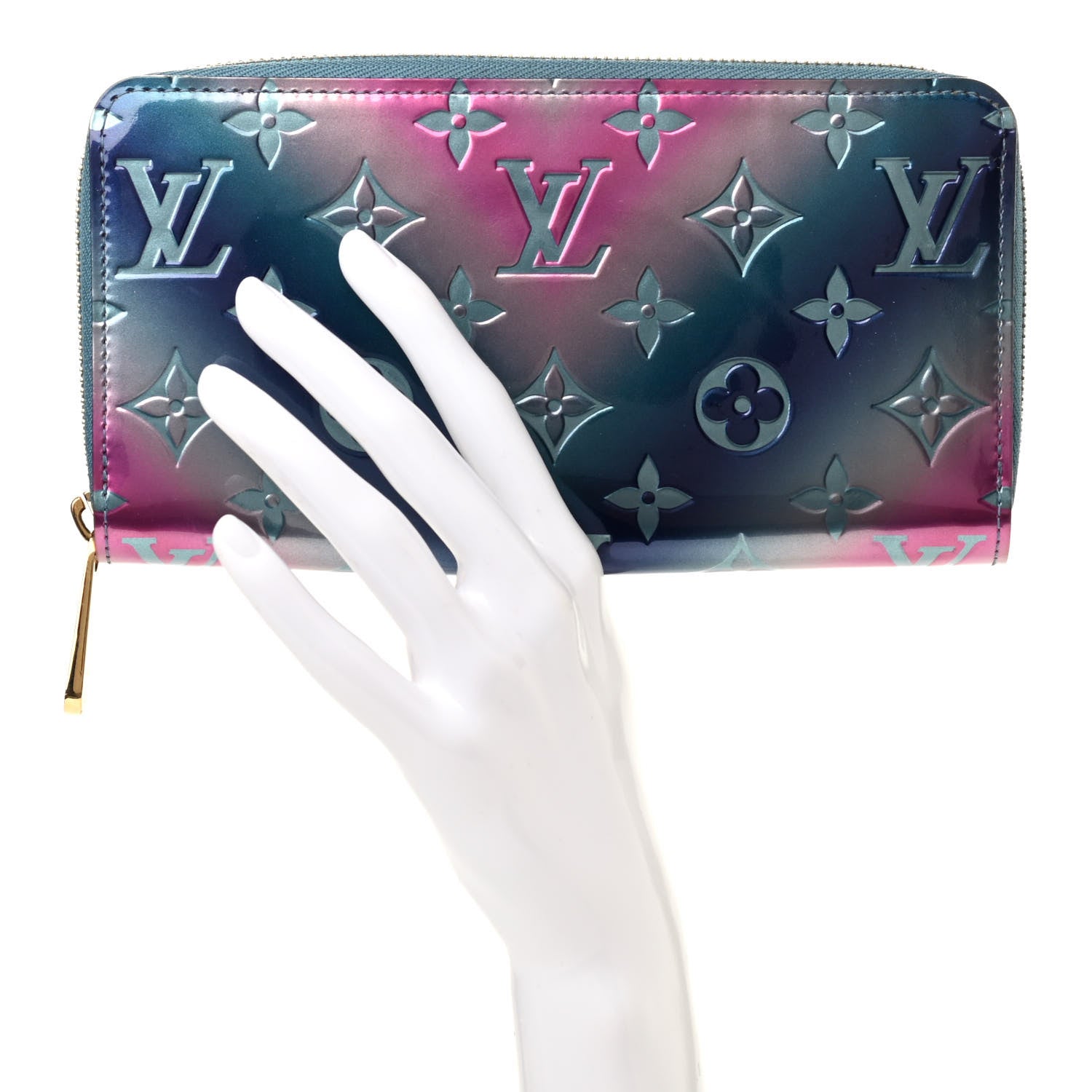 Louis Vuitton Metallic Vernis Degrade Zippy Wallet Blue Pink 2 of 7