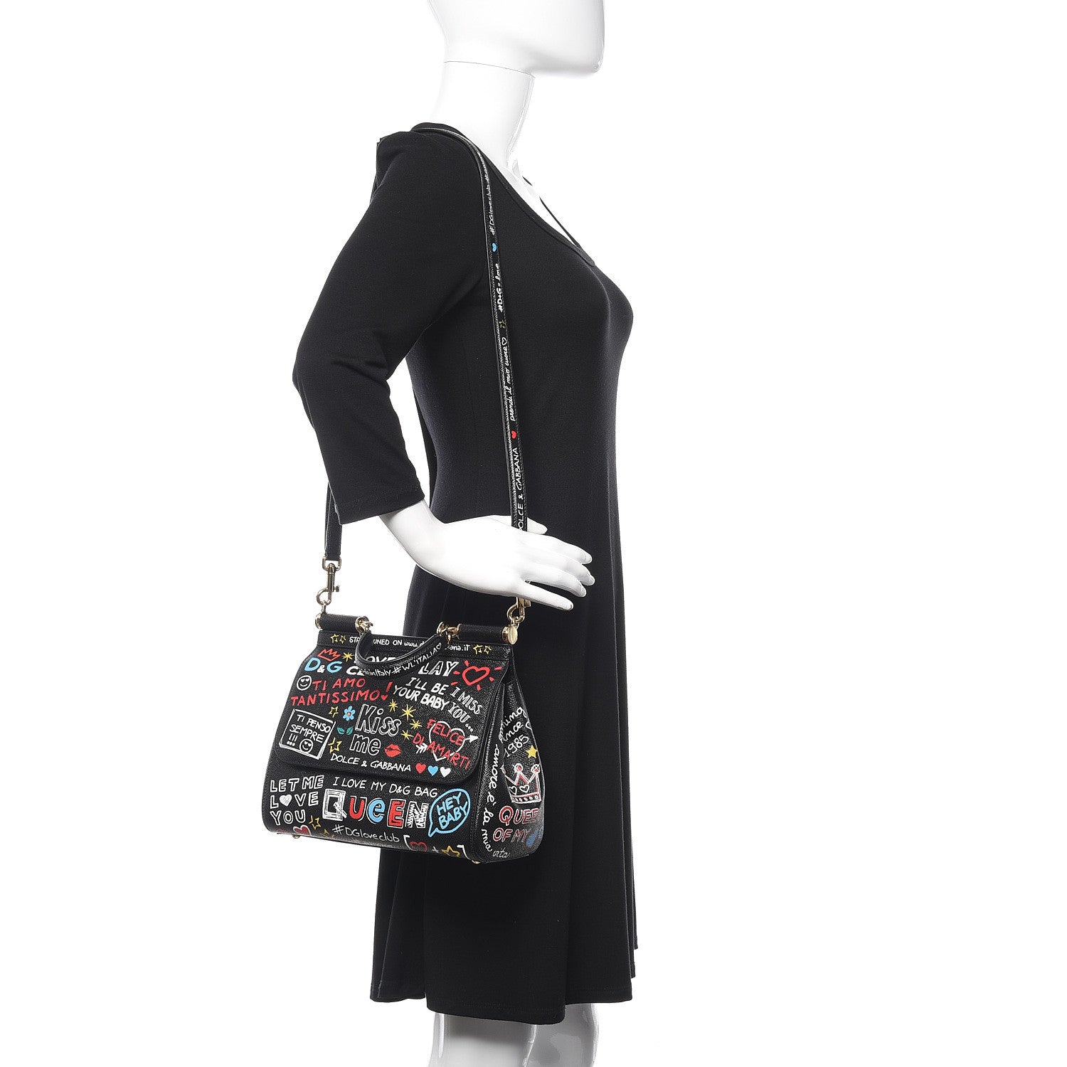 Dolce & Gabbana Dauphine Printed Medium Miss Sicily Satchel Black 2 of 11
