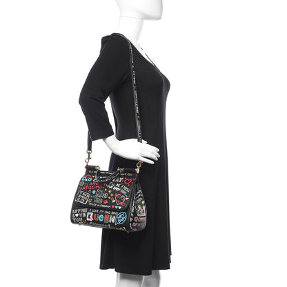 Dolce & Gabbana Dauphine Printed Medium Miss Sicily Satchel Black 2 of 11