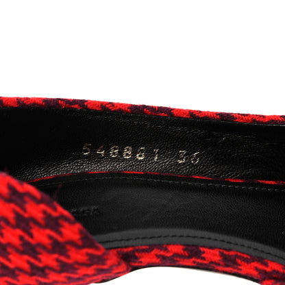Balenciaga Wool Houndstooth BB D'Orsay Pointed Toe Knife 80mm Pump 36 Red Black Gold 8 of 9