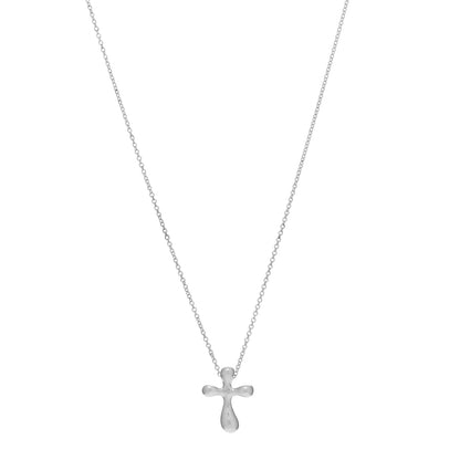 Tiffany Sterling Silver 12mm Elsa Peretti Cross Pendant Necklace 1 of 4