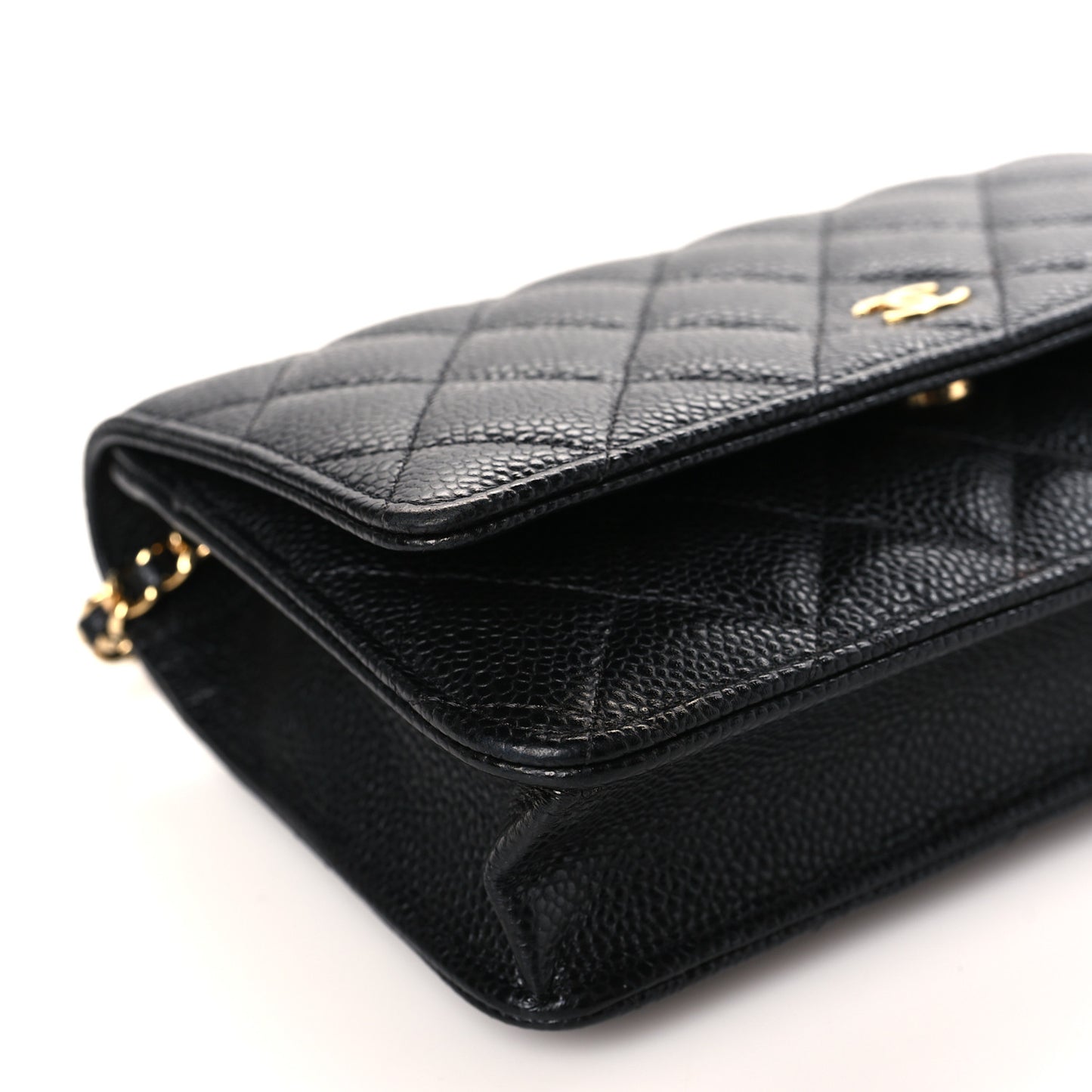 Caviar Quilted Wallet on Chain WOC Black
