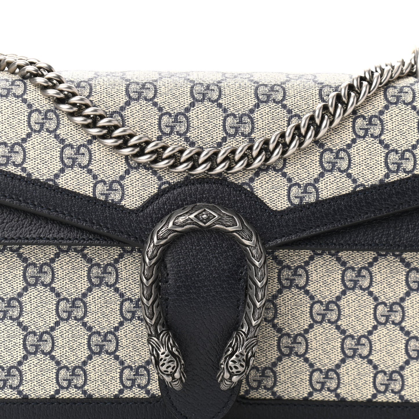 GG Supreme Monogram Textured Dollar Calfskin Small Dionysus Shoulder Bag Beige Blue