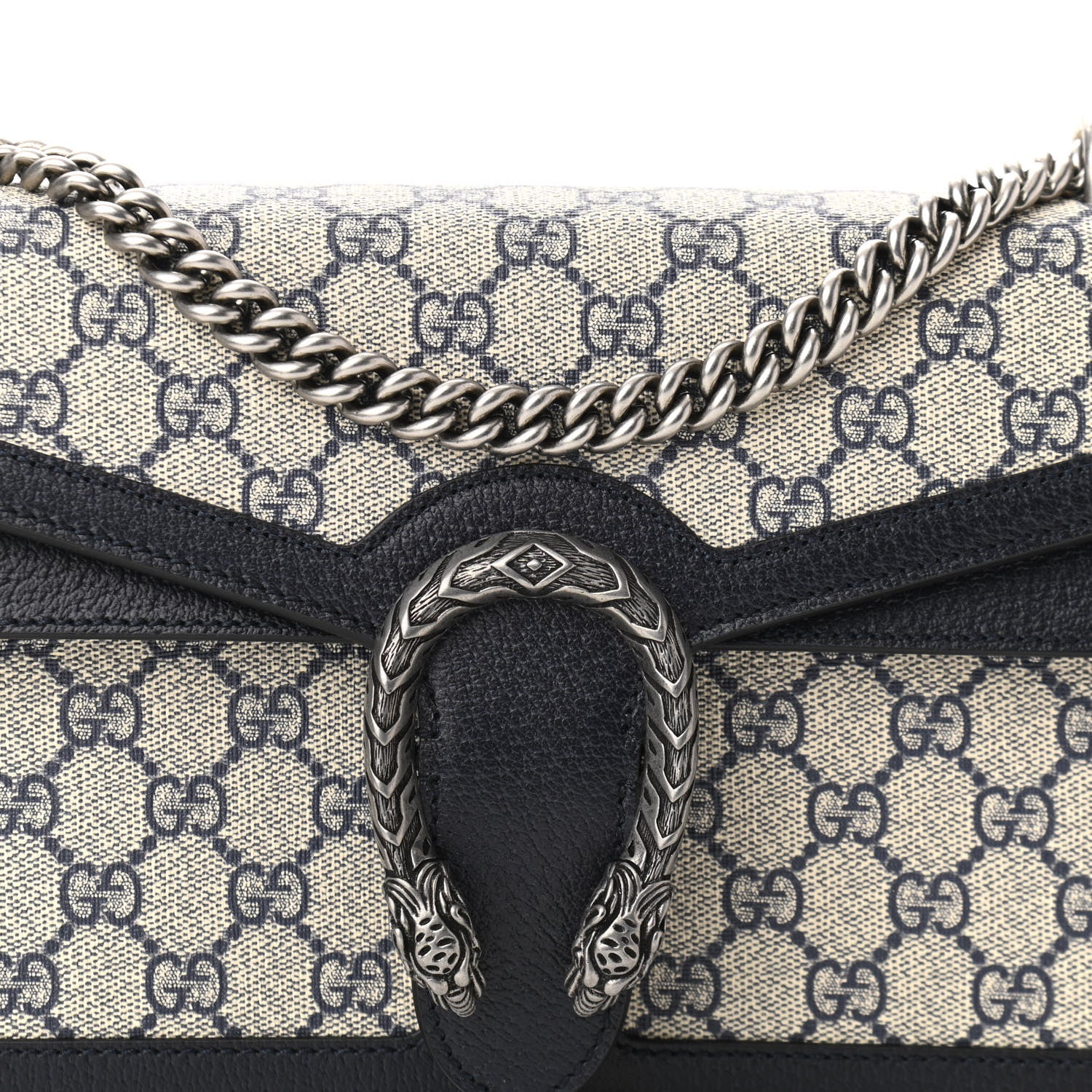 Gucci GG Supreme Monogram Textured Dollar Calfskin Small Dionysus Shoulder Bag Beige Blue 7 of 9