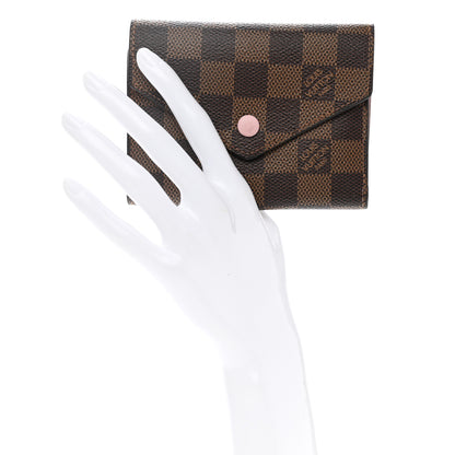 Louis Vuitton Damier Ebene Victorine Wallet Rose Ballerine 2 of 8