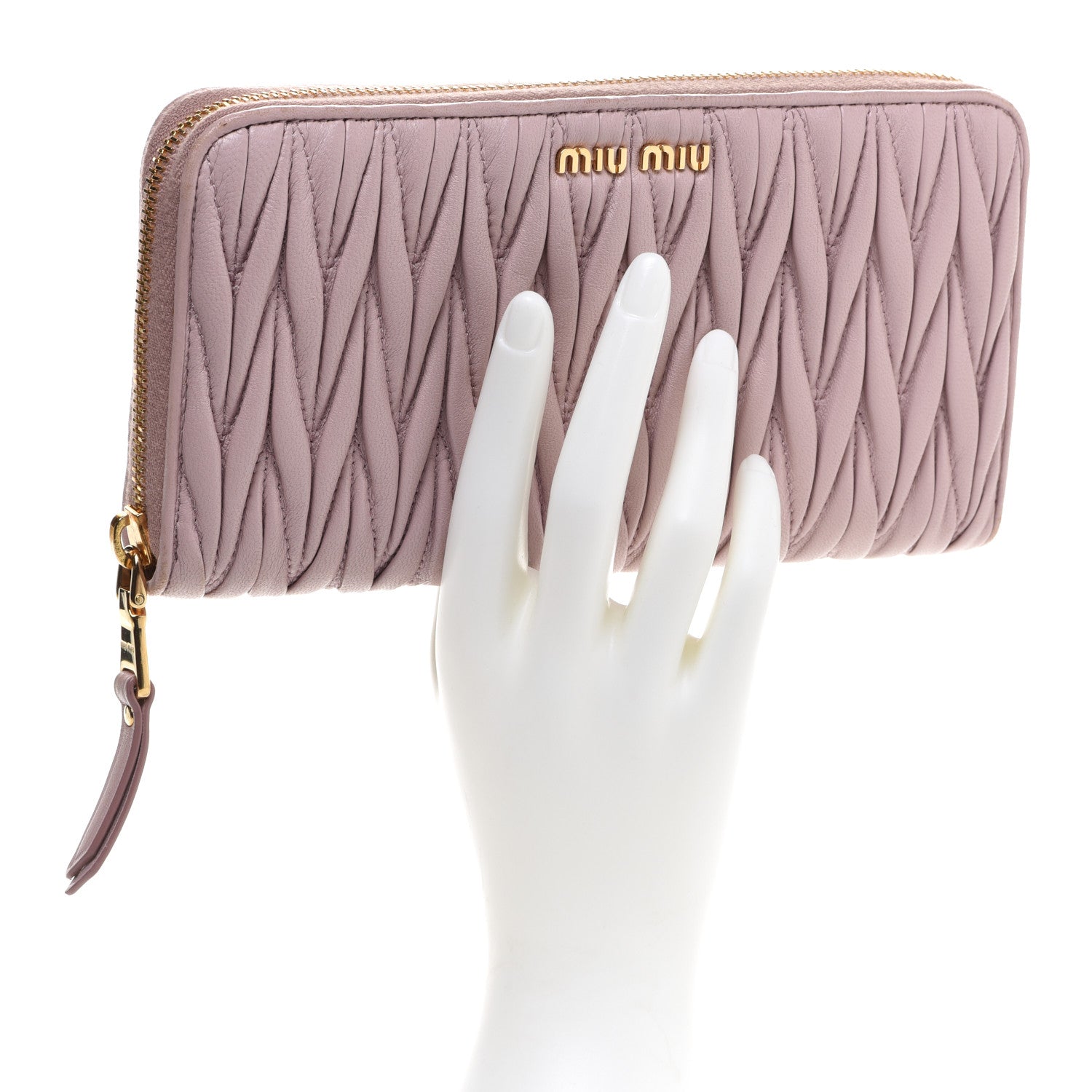 Miu Miu Matelasse Zip Around Wallet Mughetto 2 of 15