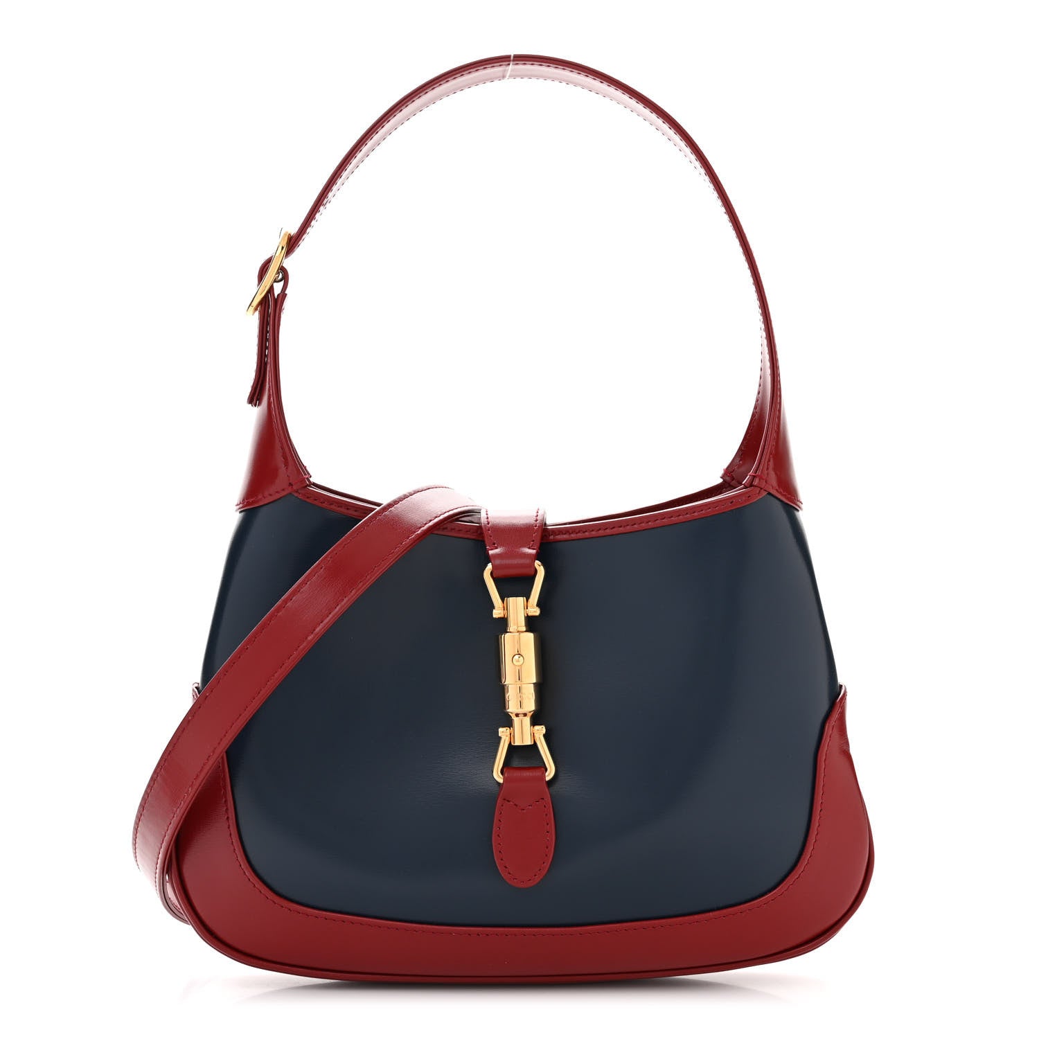 Gucci Boarded Dyana Lux Calfskin Bi-Color Small Jackie 1961 Hobo Blue Agata New Cherry Red 1 of 10