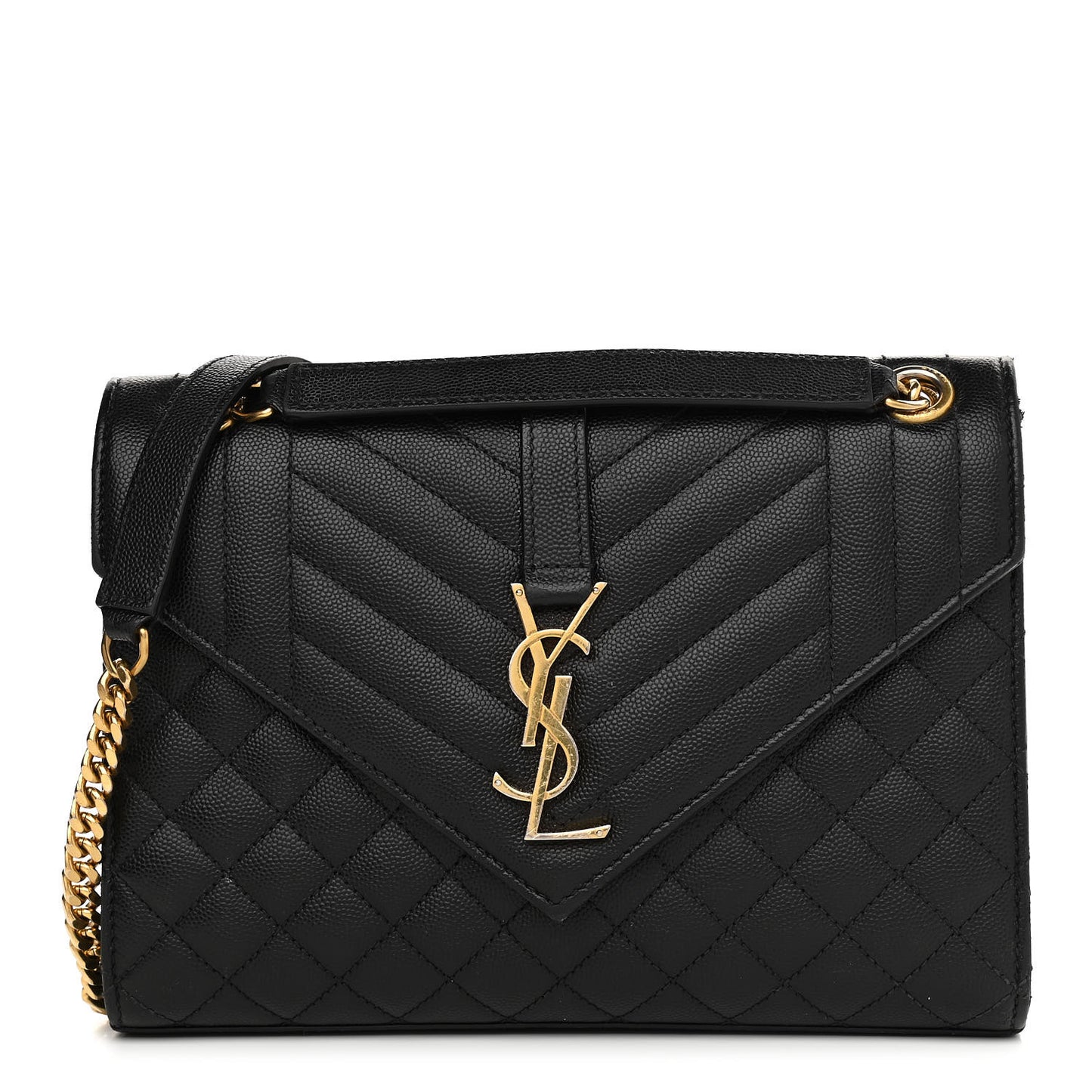 Grain De Poudre Textured Mixed Matelasse Triquilt Medium Monogram Satchel Black