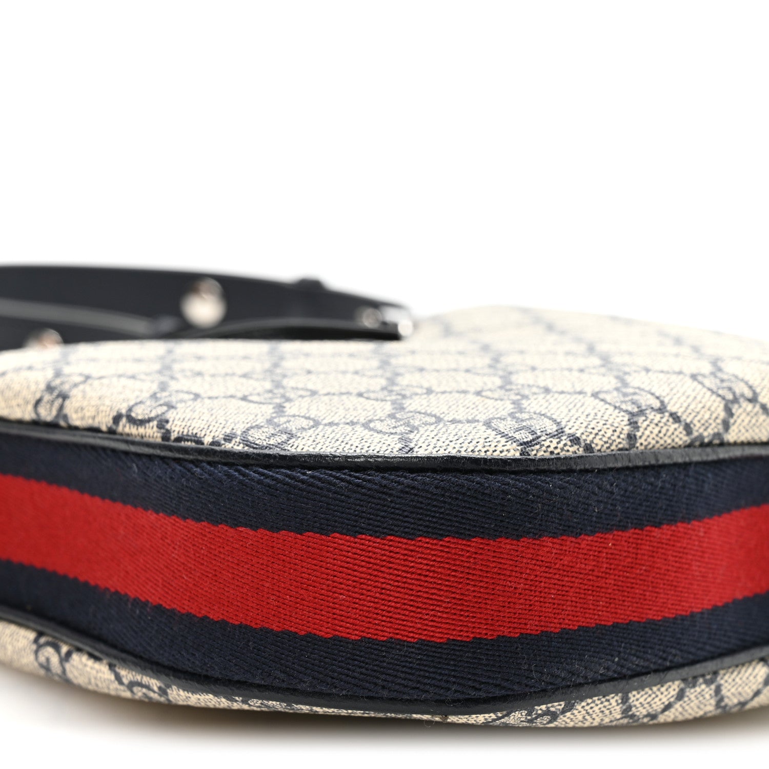 Gucci GG Supreme Monogram Textured Calfskin Web Small Attache Shoulder Bag Beige Blue 9 of 11