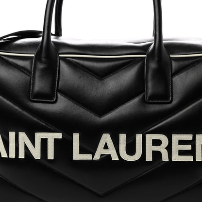 Saint Laurent Calfskin Medium Miles Logo Bowler Duffel Bag Black 8 of 10