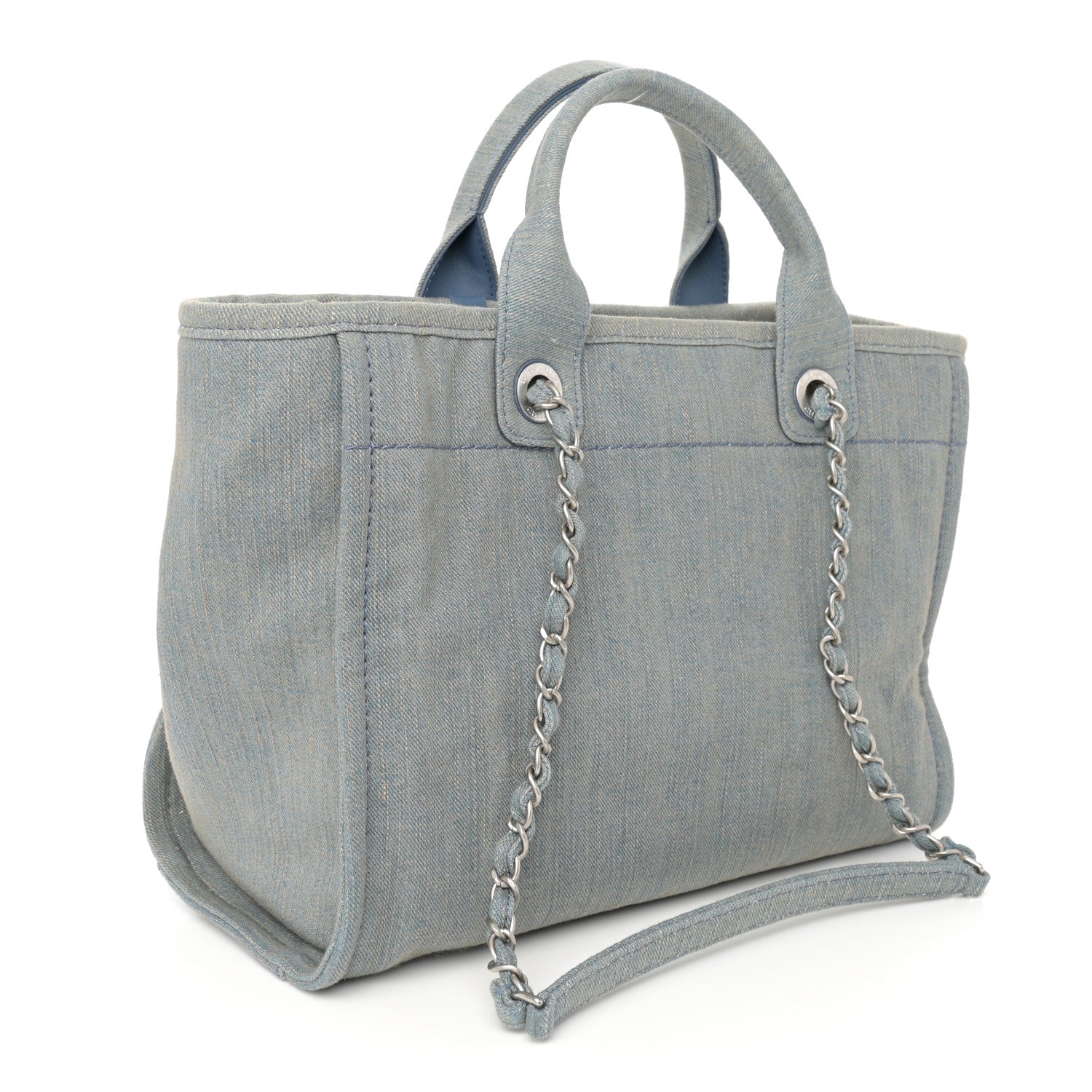Chanel Denim Small Deauville Tote Light Blue 4 of 13