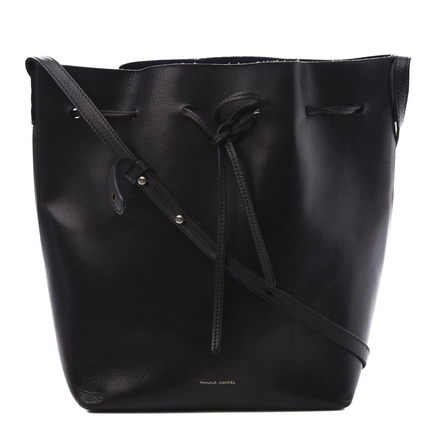 Vegetable Tanned Calfskin Bucket Bag Black Royal