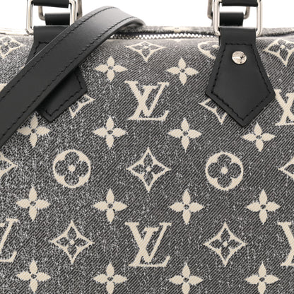 Louis Vuitton Denim Monogram Jacquard Speedy Bandouliere 25 Black 7 of 9