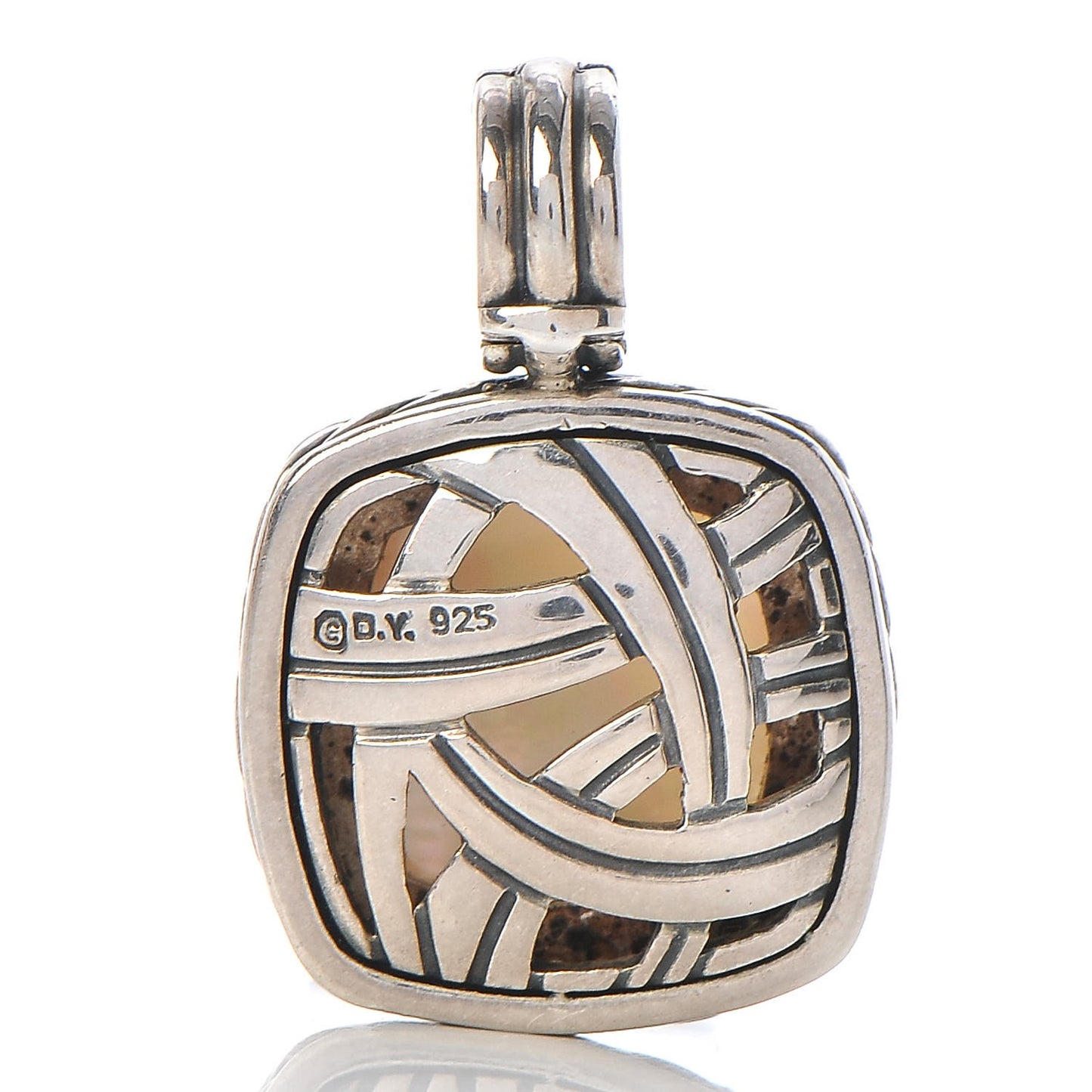 Sterling Silver Diamond Mother of Pearl 14mm Albion Enhancer Pendant