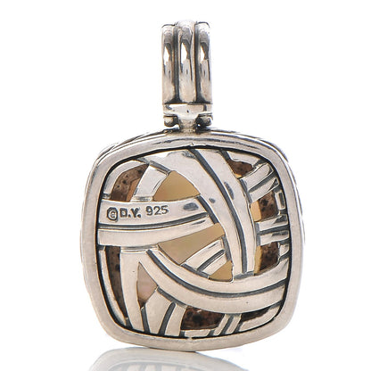 David Yurman Sterling Silver Diamond Mother of Pearl 14mm Albion Enhancer Pendant 3 of 3