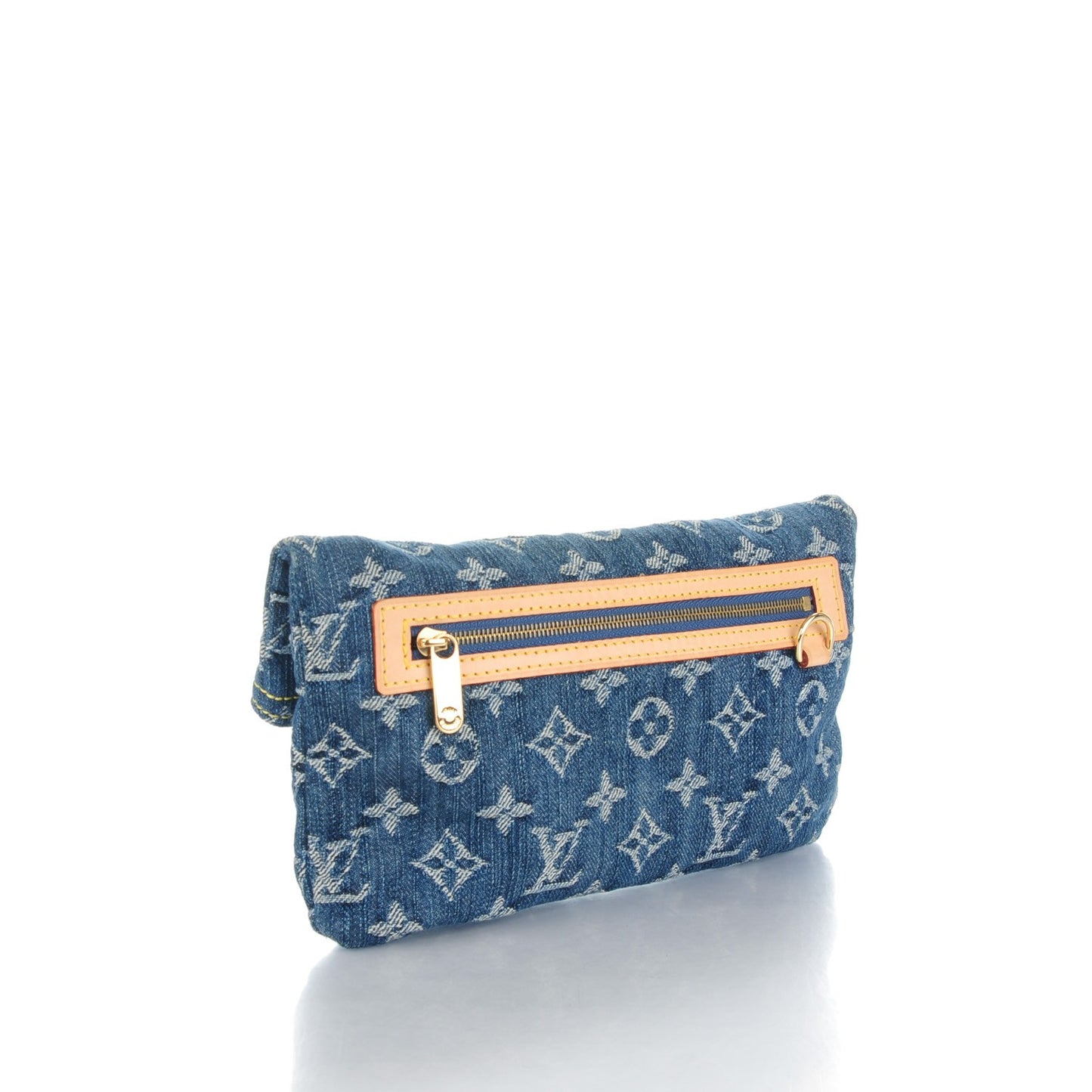Monogram Denim Pochette Plat Clutch Blue