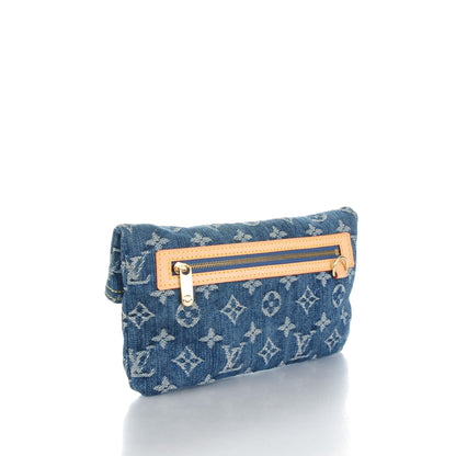 Louis Vuitton Monogram Denim Pochette Plat Clutch Blue 3 of 7