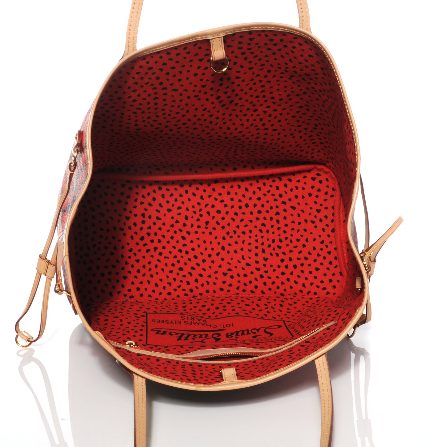 Monogram Kusama Waves Neverfull MM Red