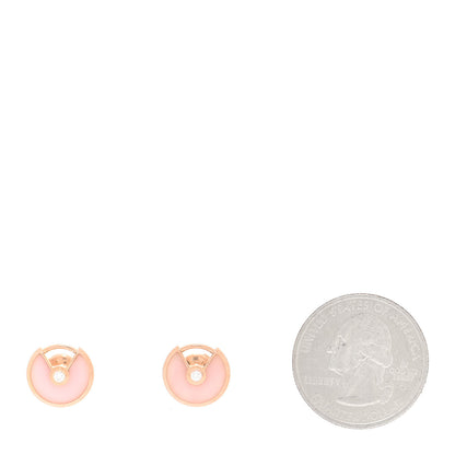 Cartier 18K Pink Gold Diamond Pink Opal Amulette de Cartier Earrings 2 of 7