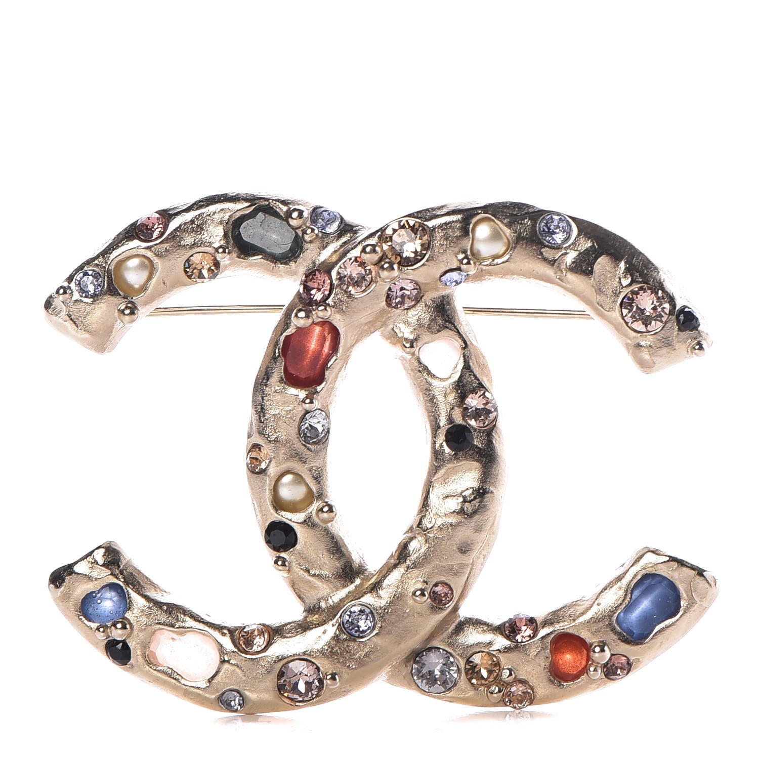 Chanel Crystal Pearl CC Brooch Gold 1 of 4