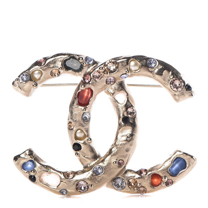 Chanel Crystal Pearl CC Brooch Gold 1 of 4