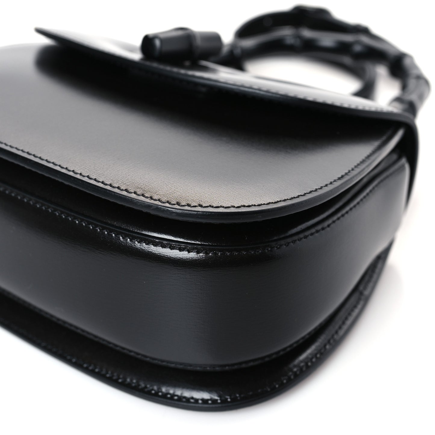 Boarded Dyana Lux Calfskin Web Monochrome Small Bamboo 1947 Top Handle Bag Black