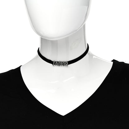 Christian Dior Velvet Crystal DIOR Choker Necklace Black 2 of 5