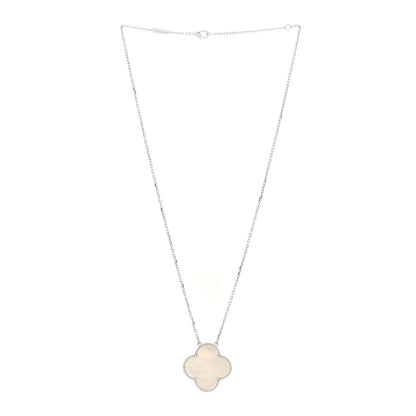 Van Cleef & Arpels 18K White Gold Mother of Pearl Magic Alhambra Pendant Necklace 2 of 4