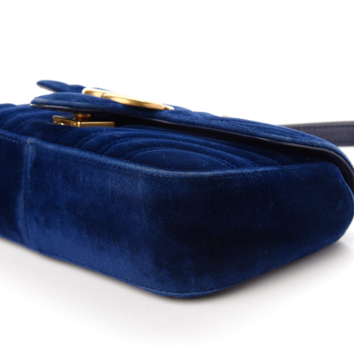Velvet Matelasse Mini GG Marmont Shoulder Bag Cobalt Blue