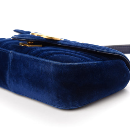 Gucci Velvet Matelasse Mini GG Marmont Shoulder Bag Cobalt Blue 7 of 10