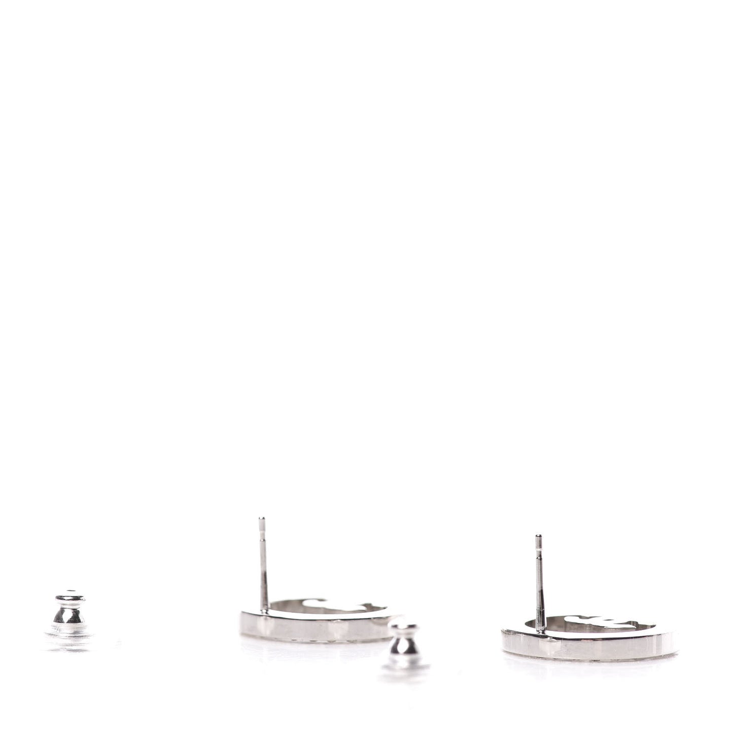 Crystal CC Round Earrings Silver