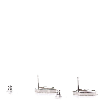 Chanel Crystal CC Round Earrings Silver 3 of 5