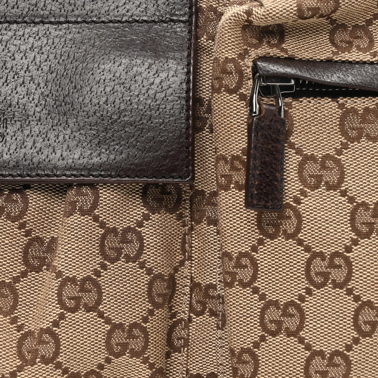 GG Monogram Double Pocket Belt Bag Dark Brown