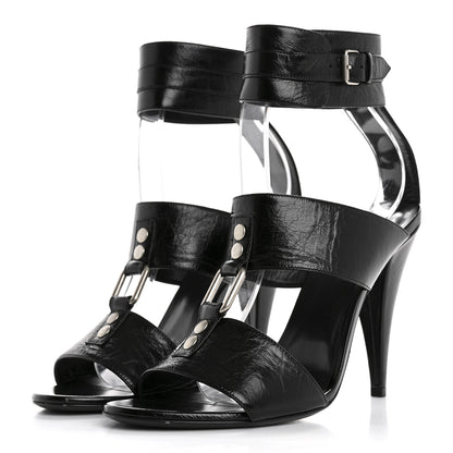 Saint Laurent Shiny Calfskin Fetish 105 Sandal 39 Black 4 of 10