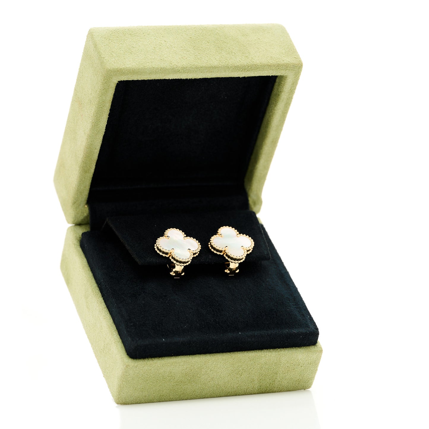 18K Yellow Gold Mother of Pearl Vintage Alhambra Earrings