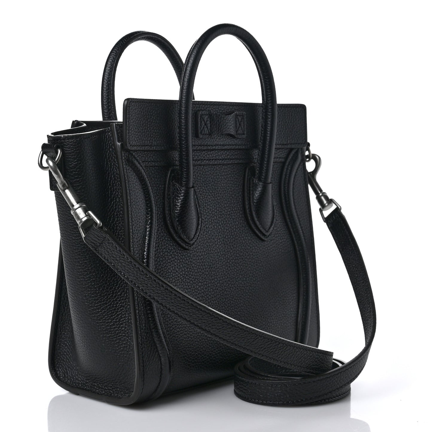Drummed Calfskin Nano Luggage Black