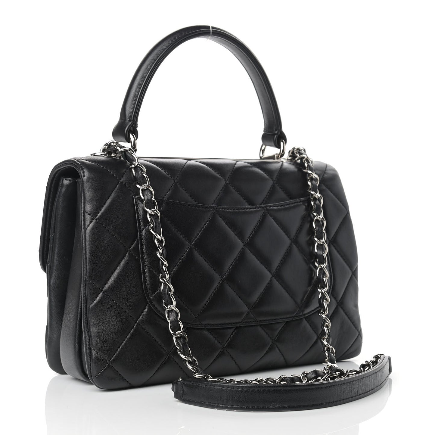 Lambskin Quilted Small Trendy CC Dual Handle Flap Bag Black