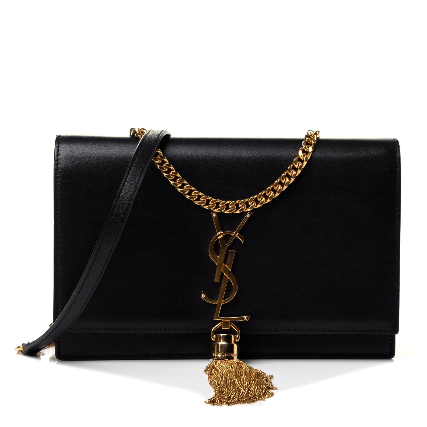 Saint Laurent Smooth Calfskin Classic Monogram Kate Tassel Chain Wallet Black 1 of 4