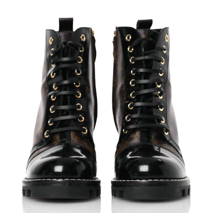 Louis Vuitton Patent Calfskin Monogram Star Trail Ankle Boots 40 Black 2 of 15