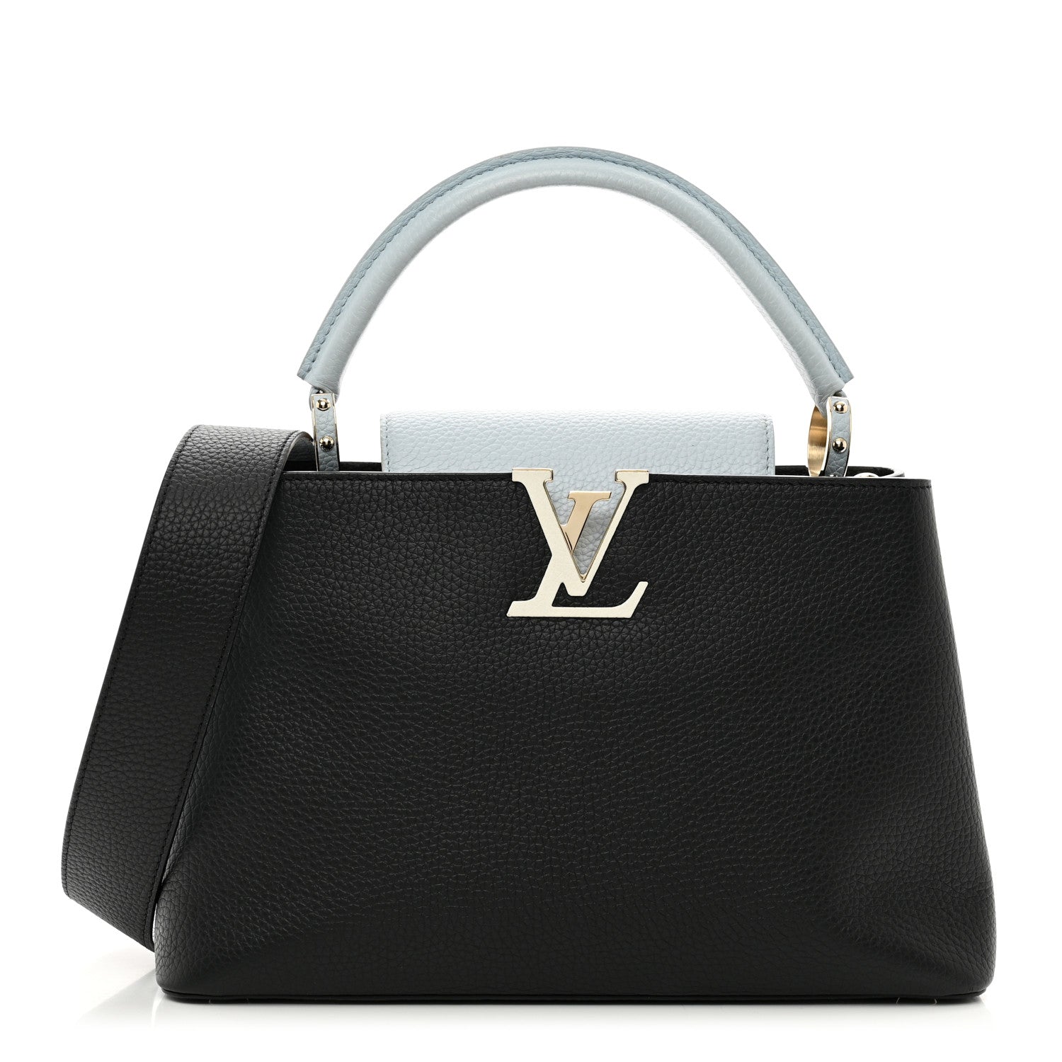 Louis Vuitton Taurillon Capucines MM Black Blue White 1 of 10